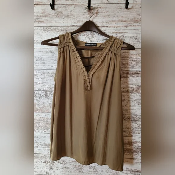 Catherine Malandrino fringe trim criss-cross tank top - Picture 2 of 8